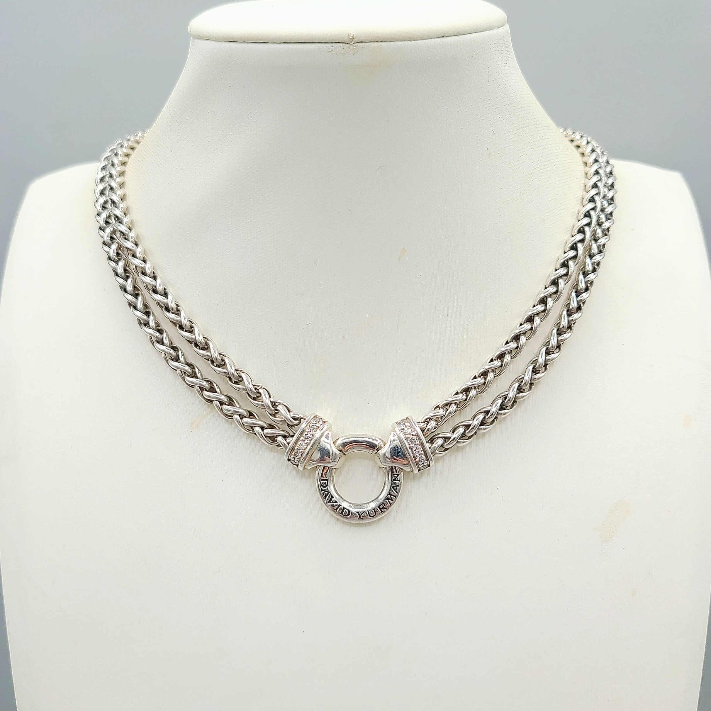 David Yurman Double Wheat Chain Diamonds Necklace 1150$